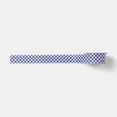 Gecontroleerd blauw en wit satijnen lint (Voorkant)