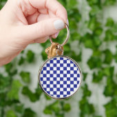 Gecontroleerd blauw en wit sleutelhanger (Hand)