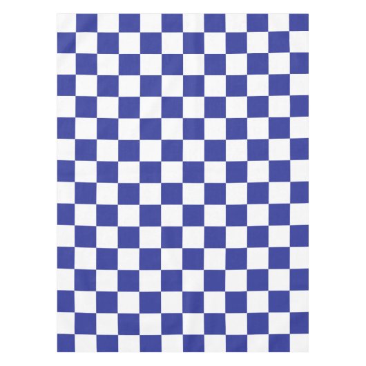 Gecontroleerd blauw en wit tafelkleed (Voorkant)