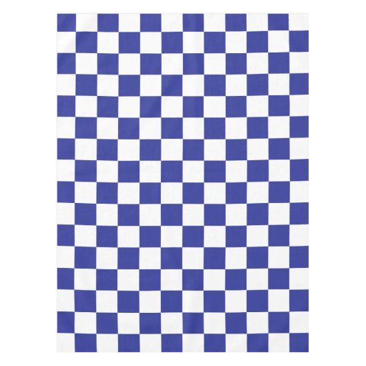 Gecontroleerd blauw en wit tafelkleed (Voorkant)