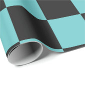 Gecontroleerd blauw en zwart omslagpapier cadeaupapier (Rol Hoek)