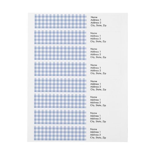 Gecontroleerd Blauw Gingham Classic patroon Adreslabel Wikkel (Vel)