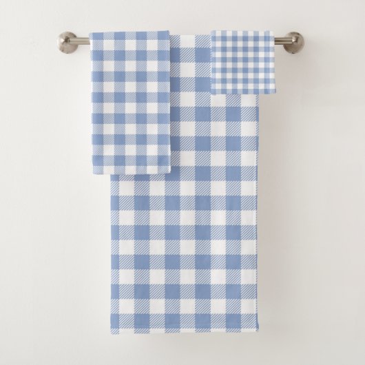 Gecontroleerd Blauw Gingham Classic patroon Bad Handdoek (Insitu)