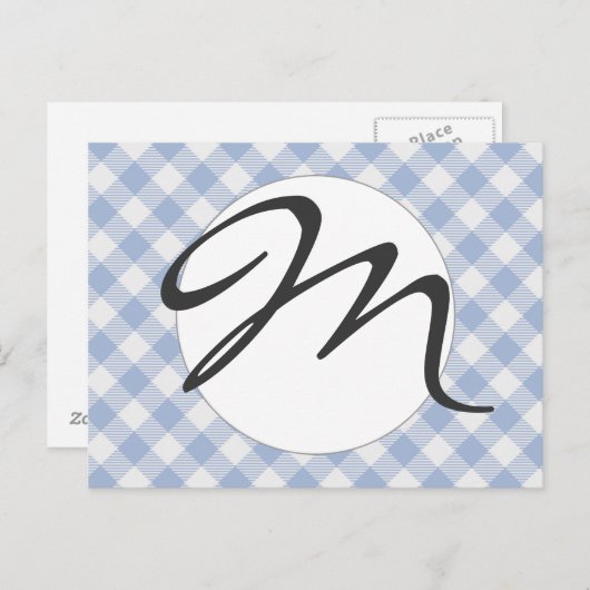 Gecontroleerd Blauw Gingham Classic patroon Briefkaart (Voorkant / Achterkant)