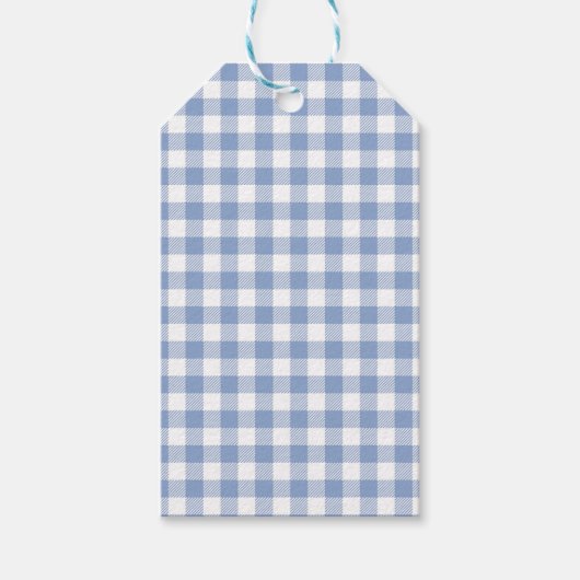 Gecontroleerd Blauw Gingham Classic patroon Cadeaulabel (Voorkant)