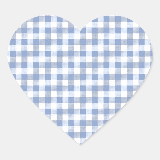 Gecontroleerd Blauw Gingham Classic patroon Hart Sticker (Voorkant)
