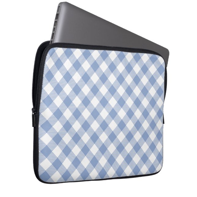 Gecontroleerd Blauw Gingham Classic patroon Laptop Sleeve (Voorkant Rechts)