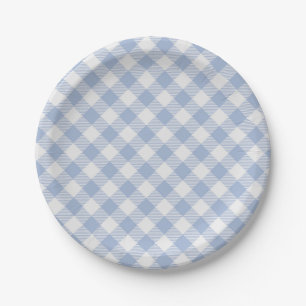 Gecontroleerd Blauw Gingham Classic patroon Papieren Bordje