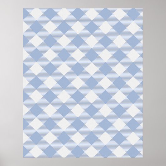 Gecontroleerd Blauw Gingham Classic patroon Poster (Voorkant)