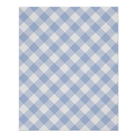 Gecontroleerd Blauw Gingham Classic patroon Poster (Voorkant)