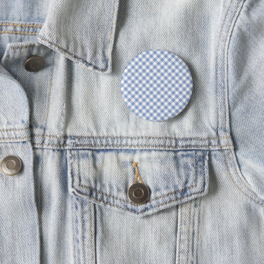 Gecontroleerd Blauw Gingham Classic patroon Ronde Button 5,7 Cm (In situ)