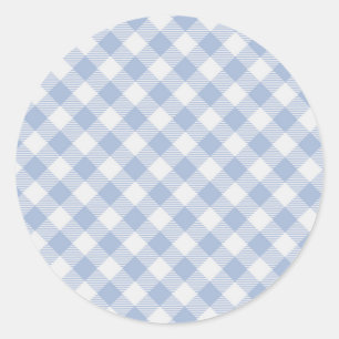 Gecontroleerd Blauw Gingham Classic patroon Ronde Sticker