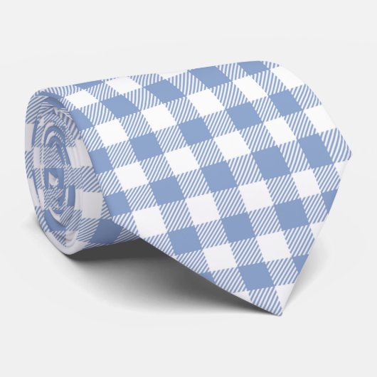 Gecontroleerd Blauw Gingham Classic patroon Stropdas (Opgerold)
