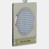 Gecontroleerd Blauw Gingham Classic patroon Verzilverd Banner Ornament (Rechts)