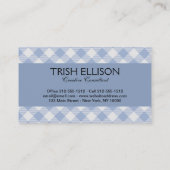 Gecontroleerd Blauw Gingham Classic patroon Visitekaartje (Achterkant)
