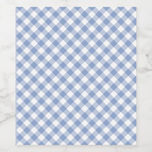 Gecontroleerd Blauw Gingham Classic patroon Wijn Etiket (Enkel label)