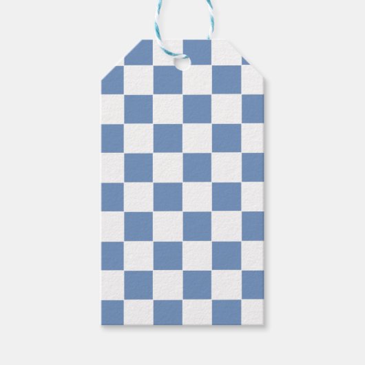 Gecontroleerd blauw/grijs en wit cadeaulabel (Voorkant)