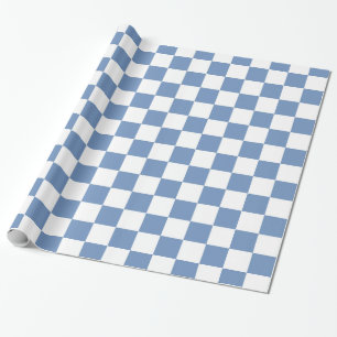Gecontroleerd blauw/grijs en wit cadeaupapier