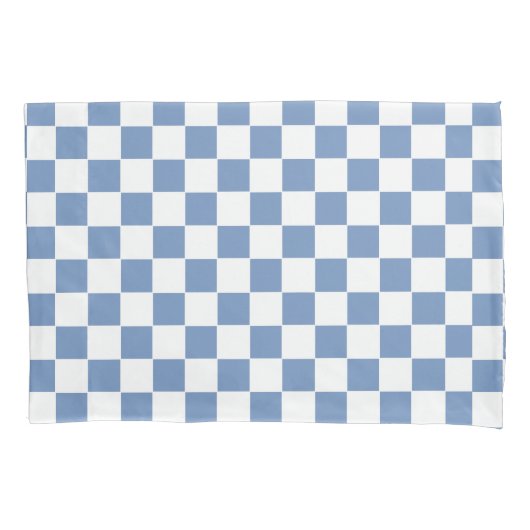 Gecontroleerd blauw/grijs en wit kussensloop (Voorkant)