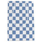Gecontroleerd blauw/grijs en wit medium cadeauzakje (Voorkant)