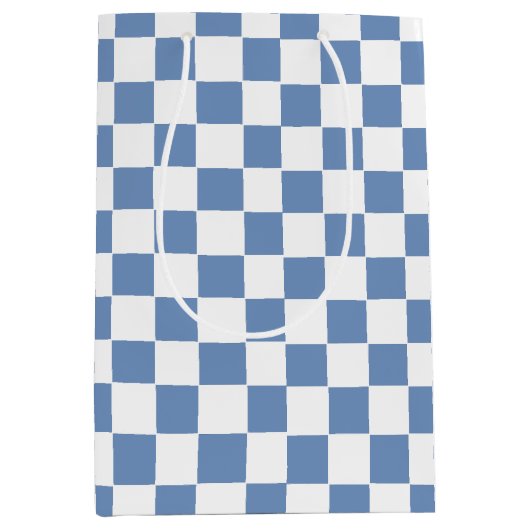 Gecontroleerd blauw/grijs en wit medium cadeauzakje (Voorkant)