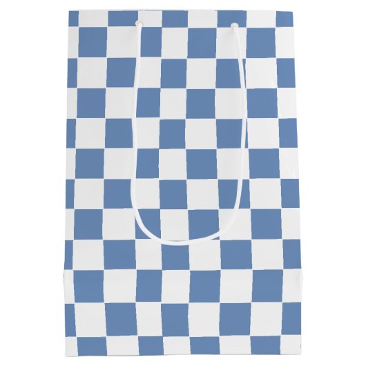 Gecontroleerd blauw/grijs en wit medium cadeauzakje (Achterkant)