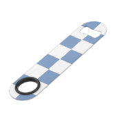 Gecontroleerd blauw/grijs en wit speed flessenopener (Achterkant Gekanteld)