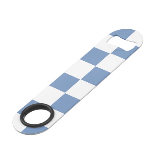 Gecontroleerd blauw/grijs en wit speed flessenopener (Achterkant Gekanteld)