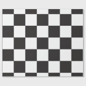 Gecontroleerd bordpatroon zwart-wit cadeaupapier (Vlak)