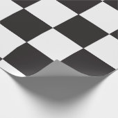 Gecontroleerd bordpatroon zwart-wit cadeaupapier (Hoek)