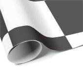 Gecontroleerd bordpatroon zwart-wit cadeaupapier (Rol Hoek)