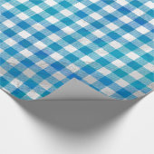 Gecontroleerd Buffalo Speld Blauw en Wit Cadeaupapier (Hoek)