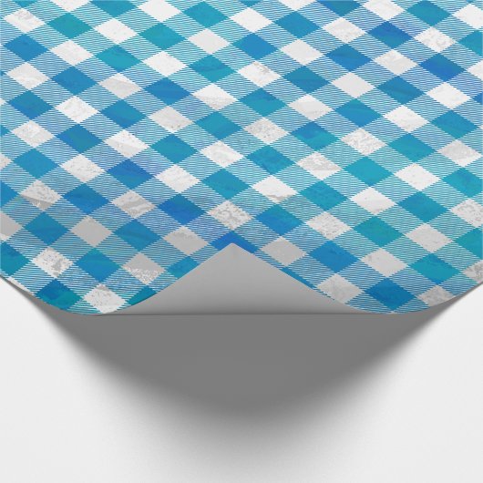 Gecontroleerd Buffalo Speld Blauw en Wit Cadeaupapier (Hoek)