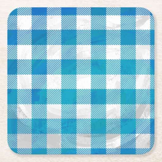 Gecontroleerd Buffalo Speld Blauw en Wit Kartonnen Onderzetters (Voorkant)