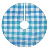 Gecontroleerd Buffalo Speld Blauw en Wit Kerstboom Rok (Voorkant)