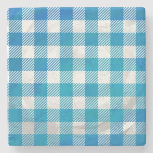 Gecontroleerd Buffalo Speld Blauw en Wit Stenen Onderzetter (Voorkant)