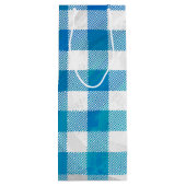 Gecontroleerd Buffalo Speld Blauw en Wit Wijn Cadeautas (Achterkant)