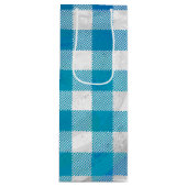 Gecontroleerd Buffalo Speld Blauw en Wit Wijn Cadeautas (Voorkant)