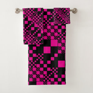 Gecontroleerd, cheques - magenta en zwart bad handdoek