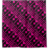 Gecontroleerd, cheques - magenta en zwart douchegordijn (Voorkant)