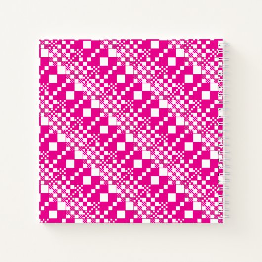 Gecontroleerd, controles in magenta en wit notitieboek (Achterkant)