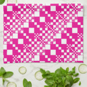 Gecontroleerd, controles in magenta en wit theedoek (Gevouwen)