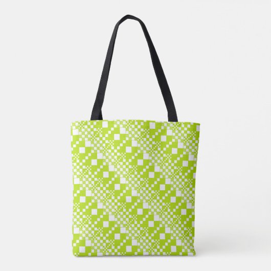 Gecontroleerd, Controles - Klein groen en wit Tote Bag (Achterkant)