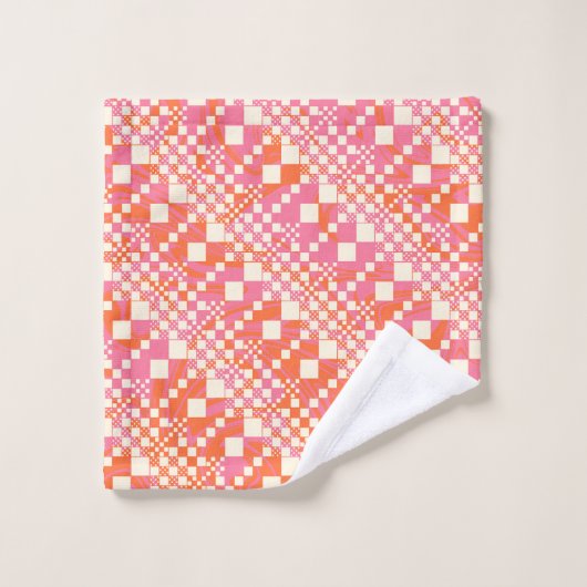 Gecontroleerd, Controles - Roze, Oranje en crème Bad Handdoek (Wasdoekje)