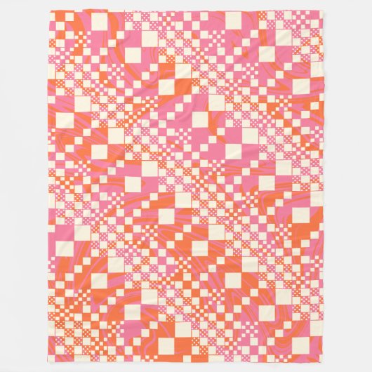 Gecontroleerd, Controles - Roze, Oranje en crème Fleece Deken (Voorkant)