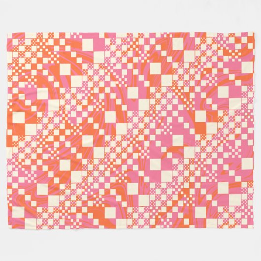 Gecontroleerd, Controles - Roze, Oranje en crème Fleece Deken (Voorkant (Horizontaal))