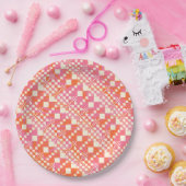 Gecontroleerd, Controles - Roze, Oranje en crème Papieren Bordje (Feest)