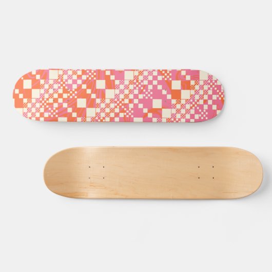 Gecontroleerd, Controles - Roze, Oranje en crème Persoonlijk Skateboard (Horizontaal)