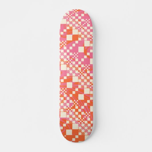 Gecontroleerd, Controles - Roze, Oranje en crème Persoonlijk Skateboard (Voorkant)