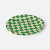 Gecontroleerd donkergroen en beige papieren bordje (Gekanteld)